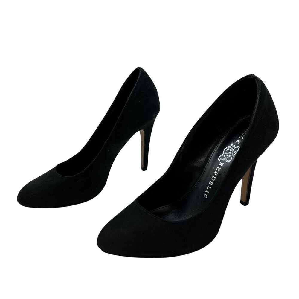Rock & Republic Womens Faux Suede Slip On High Heels Black Size 7